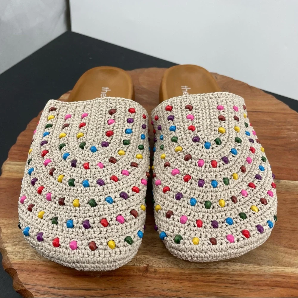The Sak Bolinas beige crochet beaded clog mules size 7 - Picture 2 of 7